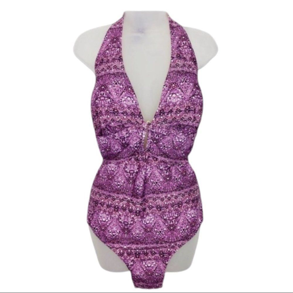 Swimsuit for all Halter Top Swimsuit‎ Open Back Geometric Plunge Sexy Strap